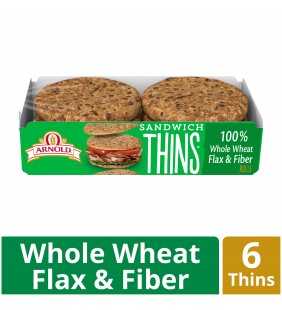 Arnold Flax & Fiber Sandwich Thins, 6 Rolls, 12 oz