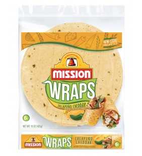 Mission Jalapeno Cheddar Flour Tortilla Wraps, 6 ct