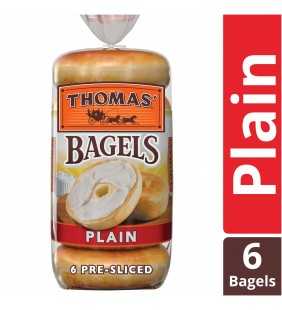 Thomas' Plain Soft & Chewy Pre-Sliced Bagels, 6 count, 20 oz