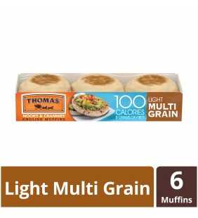 Thomas' Light Multi-Grain English Muffins, Simply Improved Recipe, 100 Calories & 8g Fiber, 6 count, 12 oz