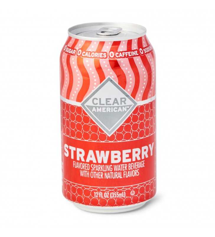 Clear American Strawberry Sparkling Water, 12 fl oz, 12 Count