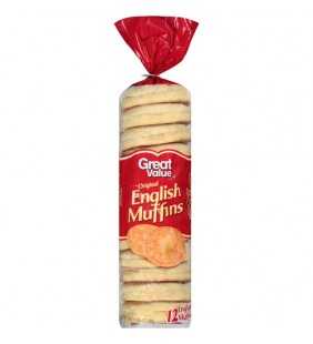 Great Value Original English Muffins, 12 oz, 12 Count