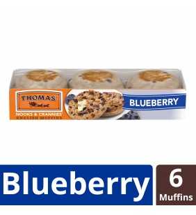 Thomas' Blueberry English Muffins, Made with Real Blueberries, 6 count, 12 oz