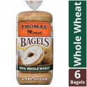 Thomas\' 100% Whole Wheat Soft & Chewy Pre-Sliced Bagels, 6 count, 20 oz