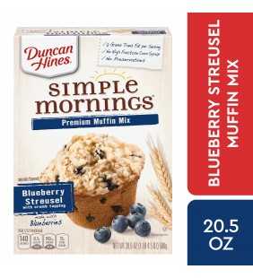 Duncan Hines Simple Mornings Blueberry Streusel Premium Muffin Mix, 20.5 OZ