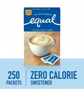 (250 Packets) Equal Zero Calorie Sweetener Packets, Sugar Substitute