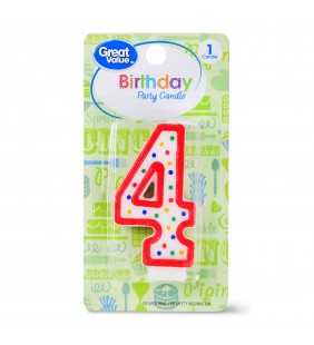 Great Value Birthday Party Candle, Number 4