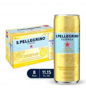 S.Pellegrino Essenza Lemon & Lemon Zest Flavored Mineral Water, 11.15 fl oz. Cans (8 Count)