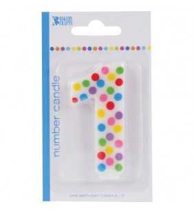 Bakery Crafts Polka Dot Birthday Candle, Number 1