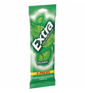 Extra Sugar Free Spearmint Chewing Gum, 15 Stick Packs, 3 Count