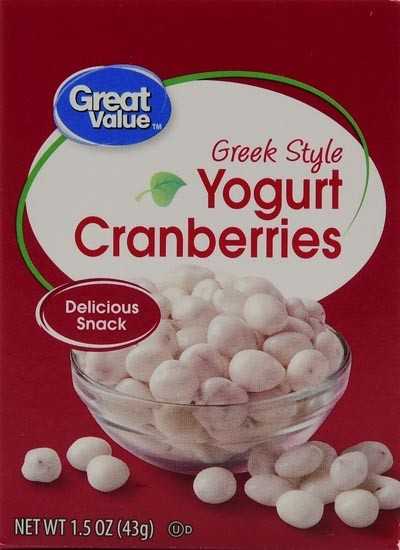 Great Value Greek Style Yogurt Cranberries, 1.5 oz, 6 Count