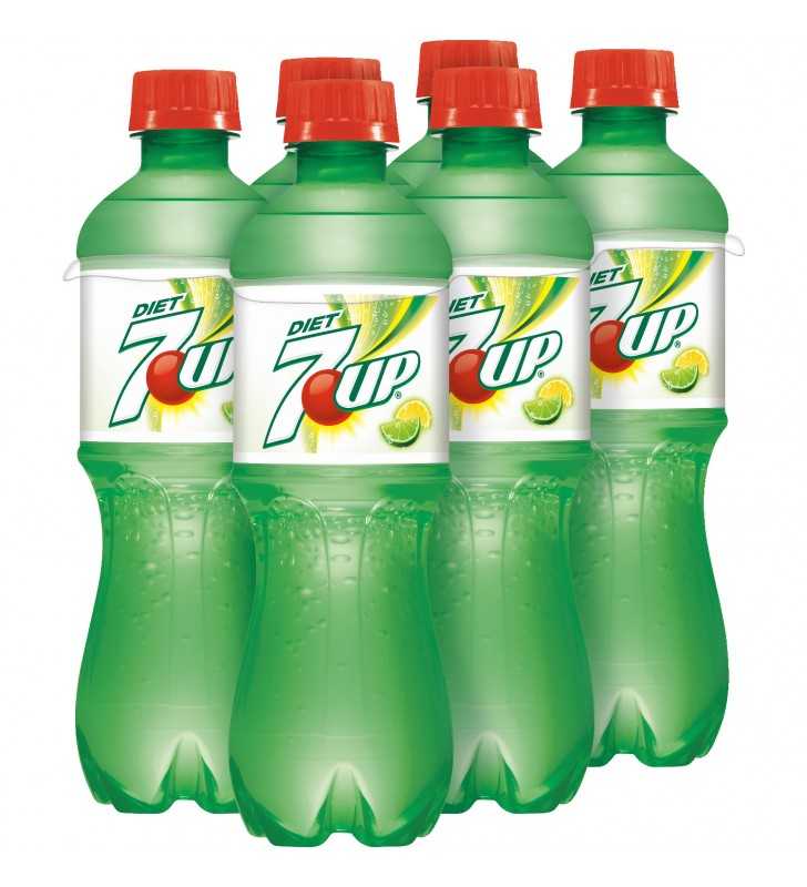 7UP Diet Caffeine-Free Lemon Lime Flavored Soda, 0.5 L, 6 Count