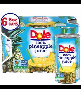Dole 100% Pineapple Juice, Canned Pineapple Juice, 6 Oz, 6 Cans