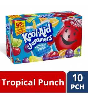 Kool-Aid Jammers Tropical Punch Flavored Drink, 10 ct - Pouches, 60.0 fl oz Box