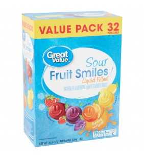 Great Value Sour Liquid Filled Fruit Smiles Pouches, 32 pouches