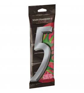 5 Gum, Sour Strawberry Flood Chewing Gum, 3 Ct