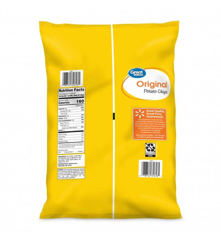 Great Value Original Potato Chips, 8 oz