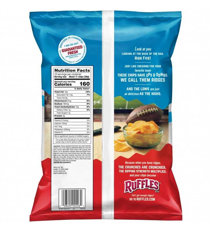 Ruffles Cheddar & Sour Cream Flavored Potato Chips, Party ...