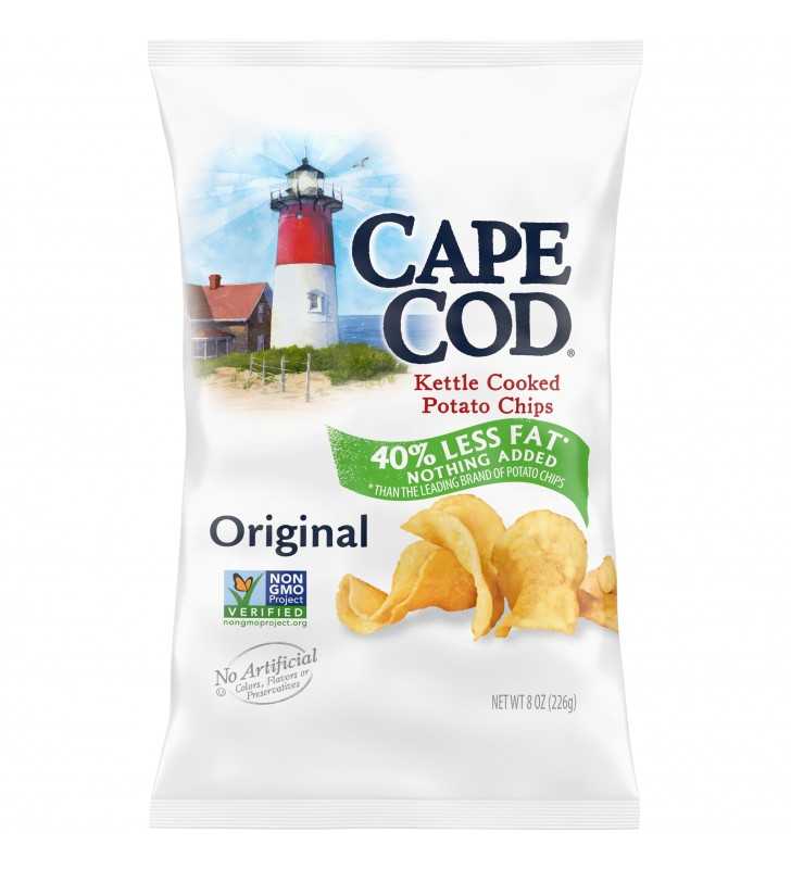 Cape Cod Potato Chips, Less Fat Original Kettle Cooked, 8 Oz