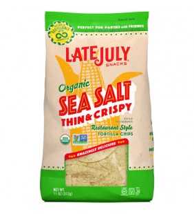 LATE JULY Snacks Restaurant Style Sea Salt Thin & Crispy Tortilla Chips, 11 oz. Bag