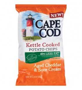 Cape Cod 40% Less Fat Kettle Cooked Aged Cheddar & Sour Cream Potato Chips, 8 Oz.