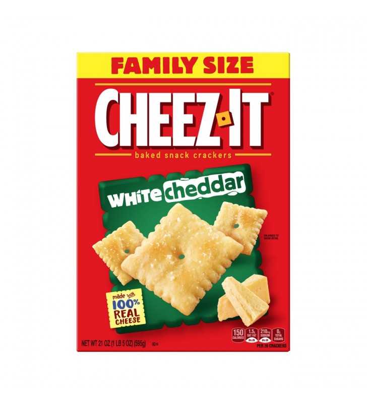 Cheez-It, Baked Snack Cheese Crackers, White Cheddar, Family Size, 21 Oz