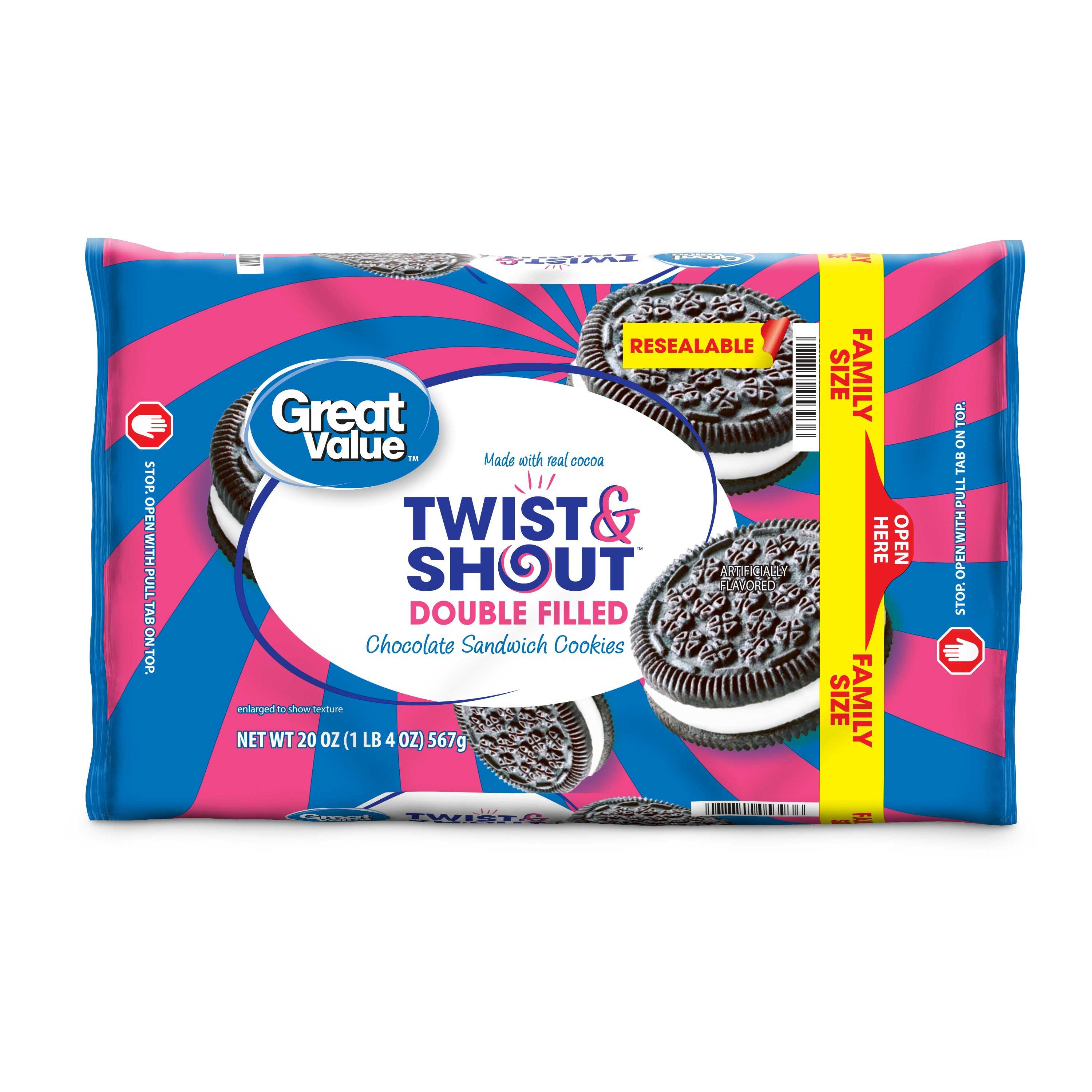 Great Value Twist & Shout Double Filled Chocolate Sandwich Cookies, 20 oz