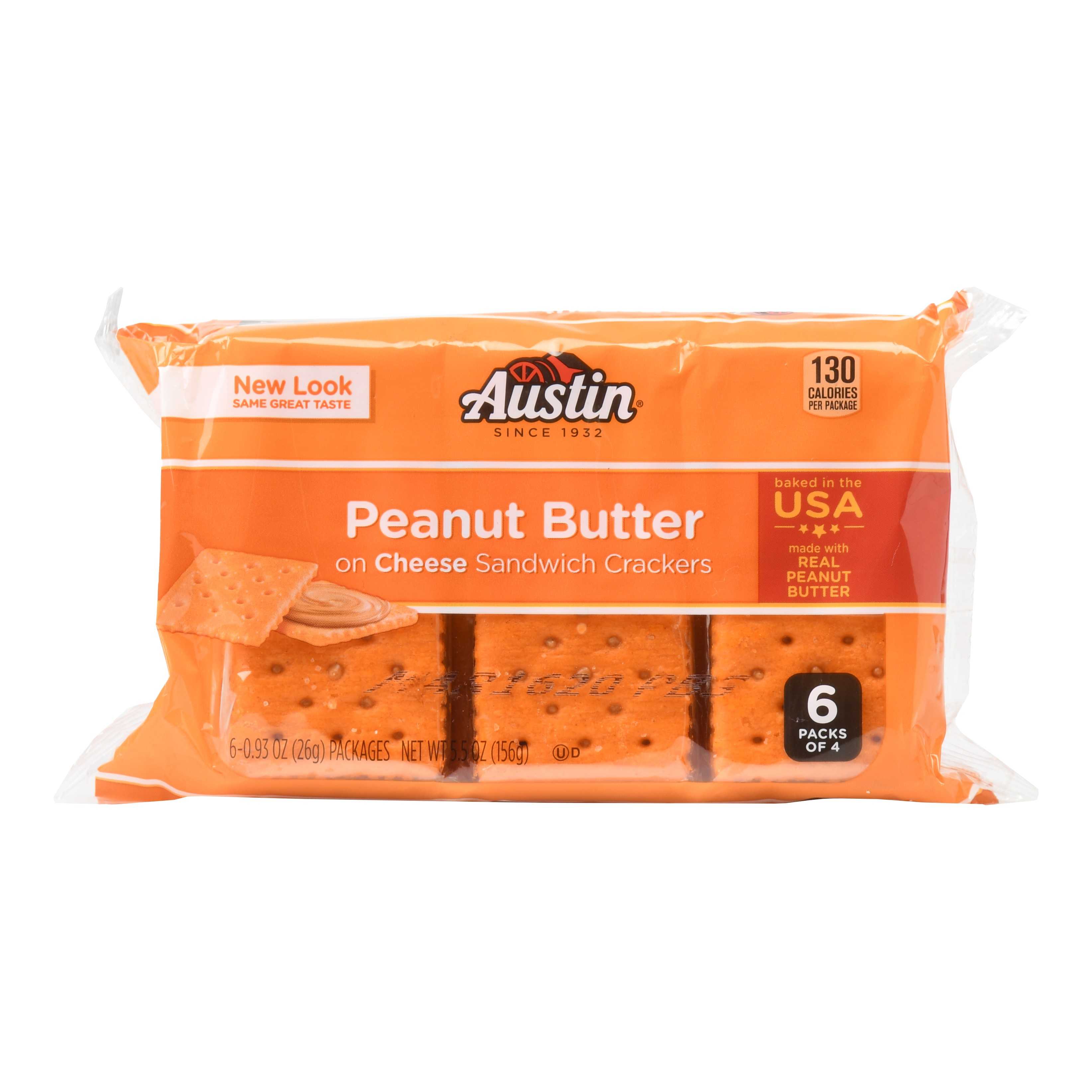 Austin Cheese Crackers wPeanut Butter Sandwich Crackers 0.93 oz 6 ct