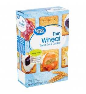 Great Value Thin Wheat Baked Snack Crackers, 9.1 oz