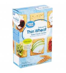 Great Value Reduced Fat Thin Wheat Baked Snack Crackers, 8.5 oz
