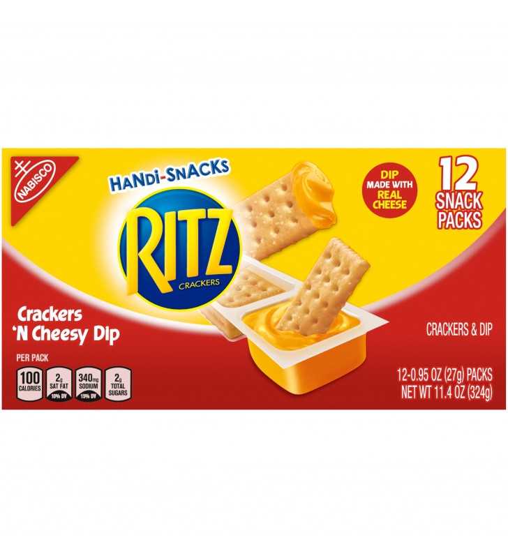 Handi-Snacks RITZ Crackers and Cheese Dip Snack Packs, 1 Box of 12 ...