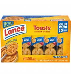 Lance Toasty Peanut Butter Sandwich Crackers, Family Size 20 Ct