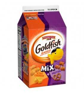 Pepperidge Farm Goldfish Mix Flavor Blasted Xtra Cheddar + Pretzel Crackers, 34 oz. Carton