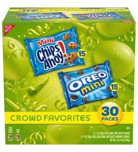 Nabisco Crowd Favorites Cookie Variety Pack, Mini CHIPS AHOY! & OREOS, 1 Box of 30 Snack Packs
