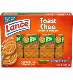 Lance Reduced Fat ToastChee Peanut Butter Sandwich Crackers, 8 Ct Box