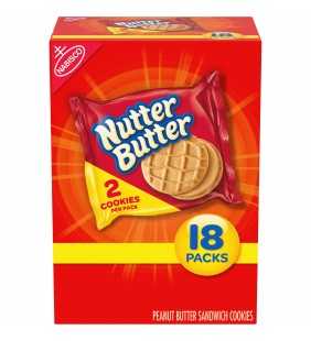 Nutter Butter Peanut Butter Sandwich Cookies, 18 Packs (2 Cookies Per Pack)