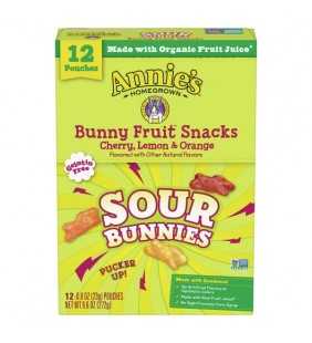 Annies Sour Cherry\Lemon\Orange Bunny Fruit Snacks 12 ea