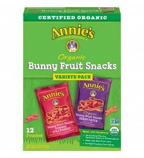 Annie's Organic Bunny Fruit Snacks, Variety Pack, 12 ct, 0.8 oz