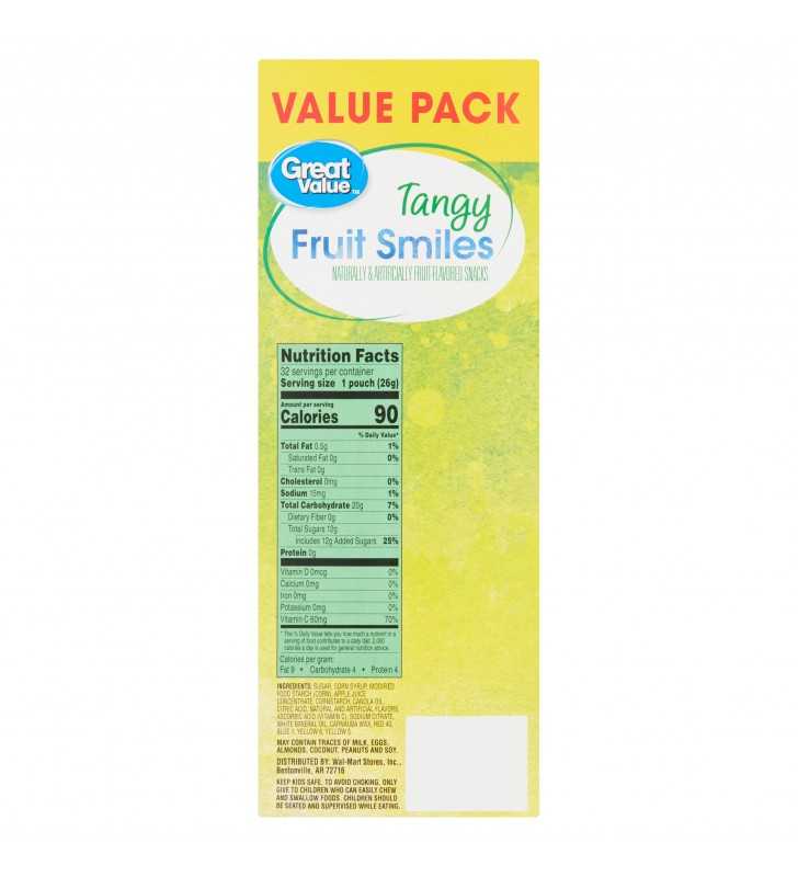 Great Value Tangy Fruit Smiles, 28.8 Oz.