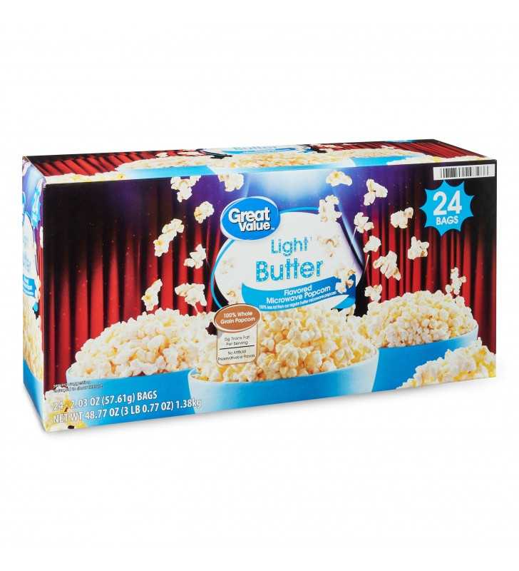 Great Value Light Butter Microwave Popcorn, Oz, 12 Count