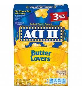 Act II Butter Lovers Microwave Popcorn 2.75 Oz 3 Ct