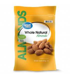 Great Value Whole Natural Almonds, 14 oz