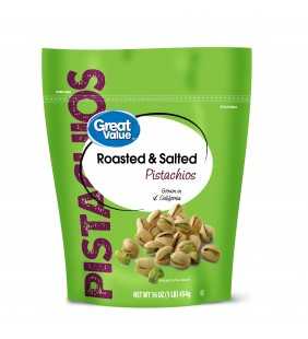 Great Value Roasted & Salted Pistachios, 16 Oz.