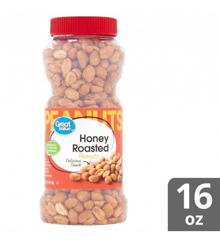 Great Value Honey Roasted Peanuts, 16 Oz.