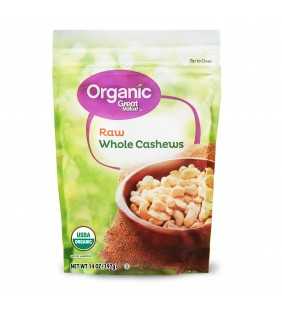 Great Value Organic Raw Whole Cashews, 14 Oz.