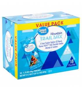 Great Value Mountain Trail Mix Value Pack, 1.75 oz, 18 Count