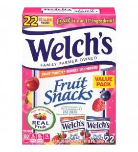 Welch's Fruit Snacks, Fruit Punch & Berries N' Cherries, 22 ct, 0.9 oz
