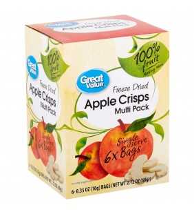 Great Value Freeze Dried Apple Crisps, Multi Pack, 6 ct, 0.4 oz