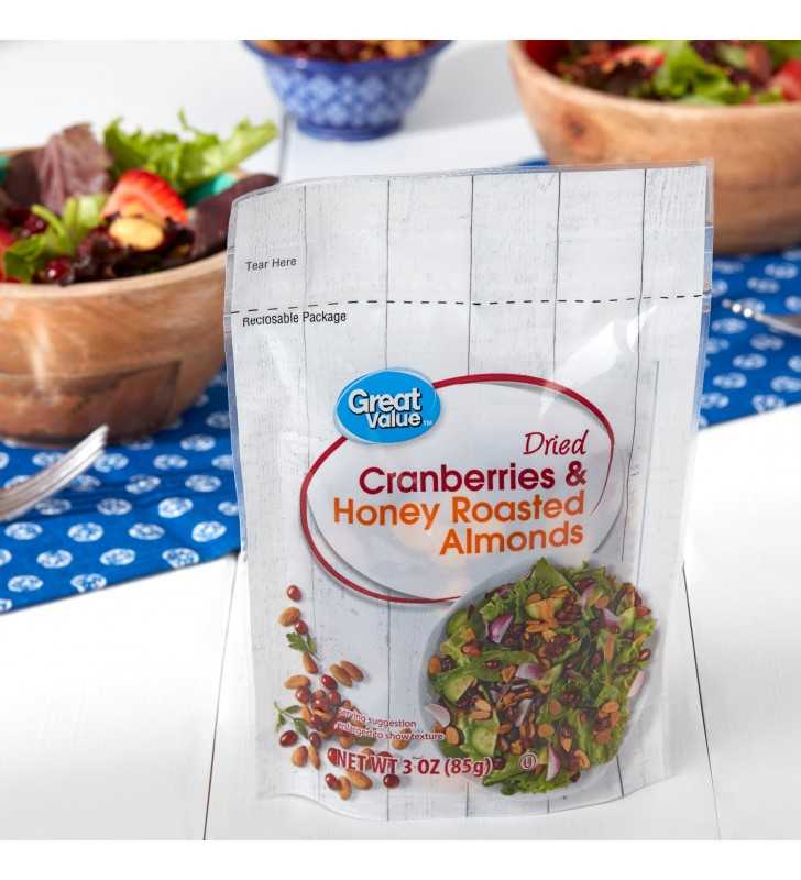 Great Value Dried Cranberries & Honey Roasted Almonds, 3 oz