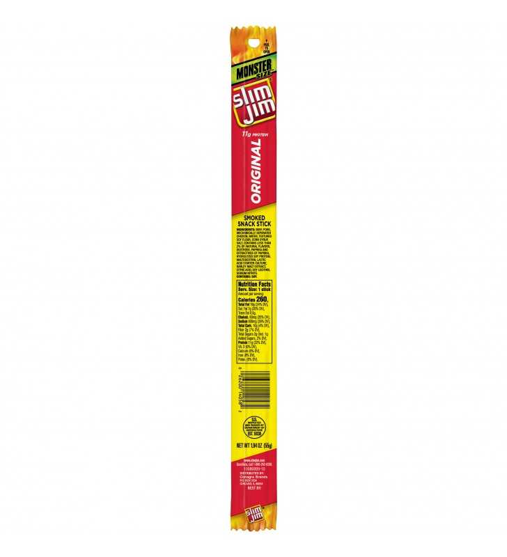 Slim Jim Original Monster Smoked Snack Stick, Smoked Meat Stick, 1.94 ...